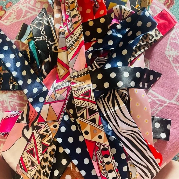 Four beautiful silky twillys in bold red patterns. Brand new. - Picture 2 of 11